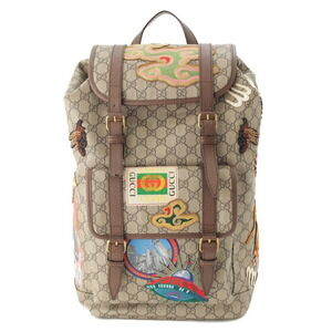 Gucci Courier Soft GG Supreme Appliqu Patch Backpack Beige Tan